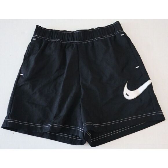 Nike DM6752-010 Women's Sz S Black Swoosh Loose Fit High Rise Athletic Shorts - Picture 1 of 7